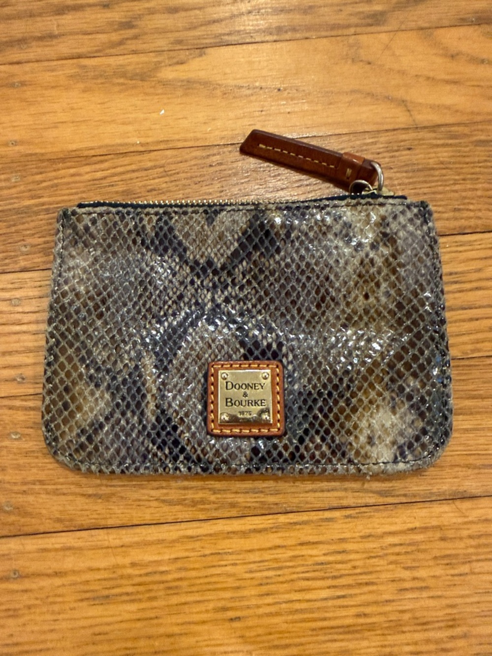 Dooney & Bourke Brown Snake-Print Zip Pouch